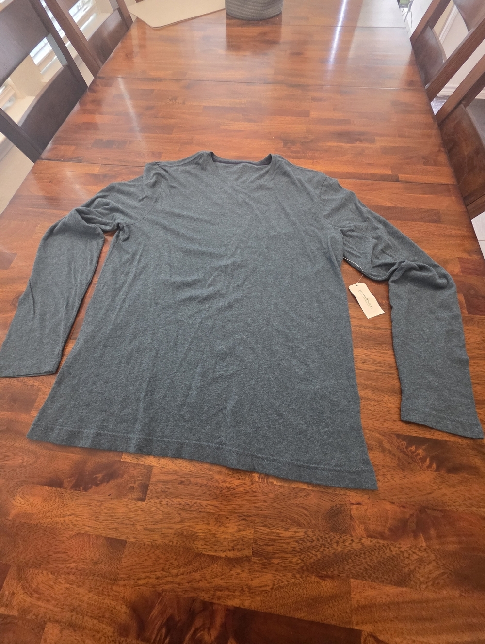 Banana Republic Men's Long Sleeve Crewneck Shirt Heather Charcoal Large Sku 65